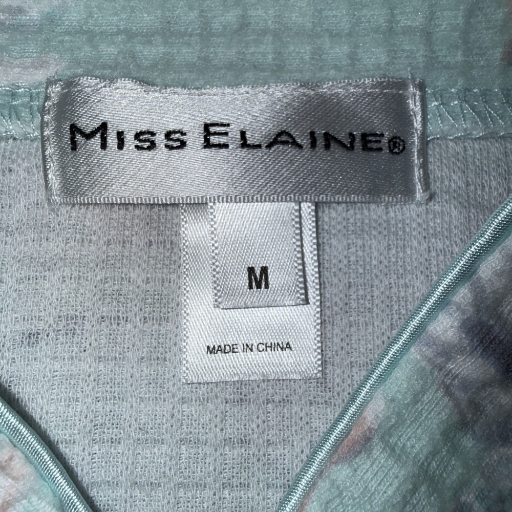 Miss Elaine Robe Womens Size Medium Full Zip Front Mint Floral Nightgown NWT - Picture 7 of 12